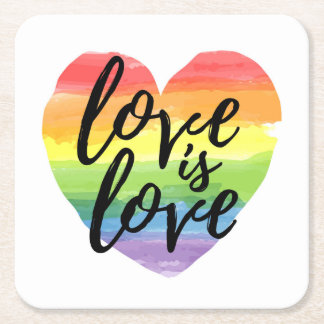 Liebe ist Liebe| Rainbow Watercolor Herz Rechteckiger Pappuntersetzer