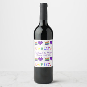Liebe ist Liebe Rainbow Wedding Heart Cake Gay Pri Weinetikett