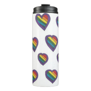 Liebe ist Liebe-Regenbogen-Herz-Trommel Thermosbecher