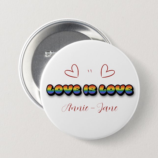 Liebe ist Liebe Regenbogen LGBTQ Button (Vorne & Hinten)