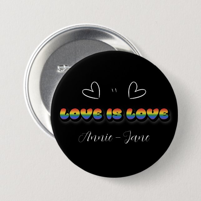 Liebe ist Liebe Regenbogen LGBTQ Button (Vorne & Hinten)
