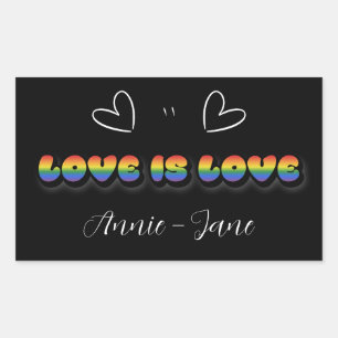 Liebe ist Liebe Regenbogen LGBTQ Rechteckiger Aufkleber