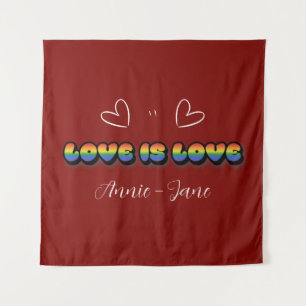 Liebe ist Liebe Regenbogen LGBTQ Wandteppich