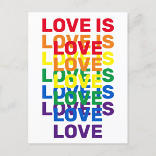 Liebe ist Liebe Regenbogen moderne Typografie cool Postkarte