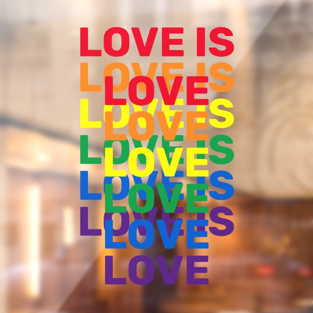 Liebe ist Liebe Regenbogen moderne Typografie Fensteraufkleber (Blatt 2)