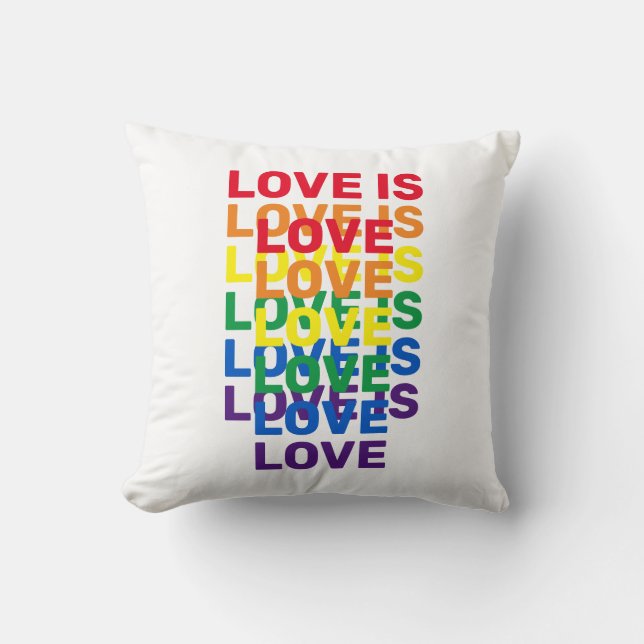 Liebe ist Liebe Regenbogen moderne Typografie Kissen (Vorderseite)