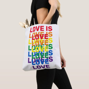 Liebe ist Liebe Regenbogen moderne Typografie Tasche