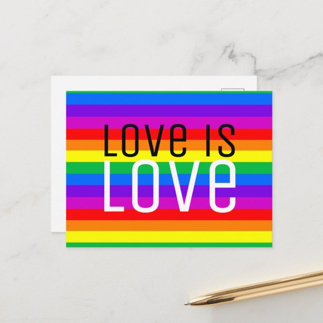 Liebe ist Liebe, Regenbogen Postkarte (Vorderseite/Rückseite Beispiel)