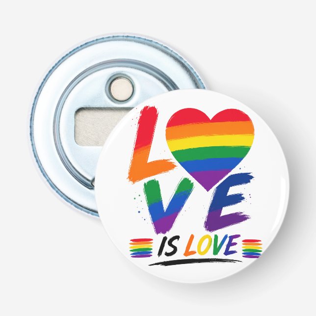 Liebe ist Liebe – Regenbogen-Pride-Bürstendesign Flaschenöffner (Vorderseite)