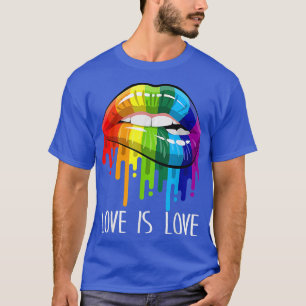 Liebe ist Liebe Regenbogen Sey Lippen Coole LGBT G T-Shirt