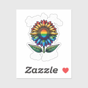 Liebe ist Liebe Regenbogen Sonnenblumen LGBT+ schw Aufkleber