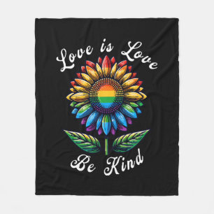 Liebe ist Liebe Regenbogen Sonnenblumen LGBT+ schw Fleecedecke