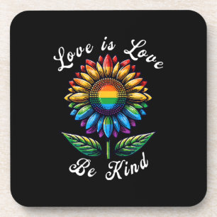 Liebe ist Liebe Regenbogen Sonnenblumen LGBT+ schw Getränkeuntersetzer