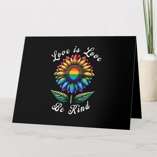 Liebe ist Liebe Regenbogen Sonnenblumen LGBT+ schw Karte (Vorderseite)