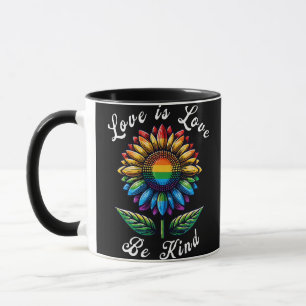 Liebe ist Liebe Regenbogen Sonnenblumen LGBT+ schw Tasse