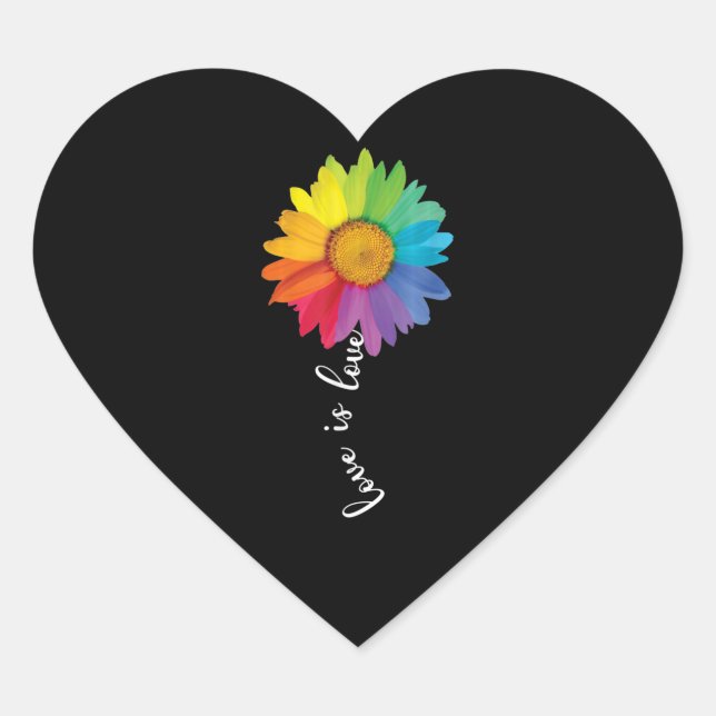 Liebe ist Liebe Regenbogen Sonnenblumen schwule Le Herz-Aufkleber (Vorderseite)