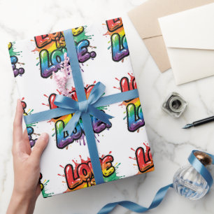 Liebe ist Liebe - Regenbogen-Stolz-Zitat-Kunst Geschenkpapier