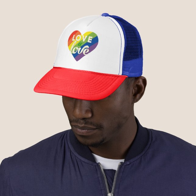 Liebe ist Liebe Regenbogen Streifen Herzschlag Truckerkappe (Beispiel)