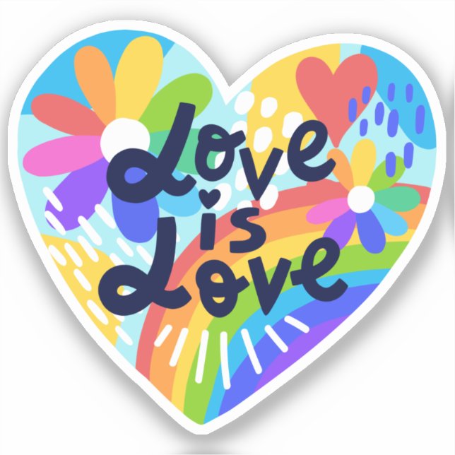 Liebe ist Liebe Regenbogen und Blume Kuss schneide Aufkleber (Vorderseite)