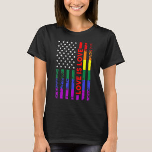 Liebe ist Liebe Regenbogen US Flag Lgbt Gay Lesbia T-Shirt