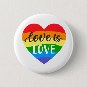 Liebe ist Liebe Regenbogenherz Button