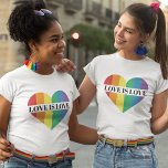 Liebe ist Liebe Regenbogenherz LGBTQ Stolz T - Shi T-Shirt<br><div class="desc">Ein farbenfroher T - Shirt mit einem großen Herz mit den Farben der LGBTQ-Regenbogenflagge,  mit der anpassbaren Beschriftung "Liebe ist Liebe" in einem schwarzen All-Caps-Schriftart. Tragen Sie diesen Gay Pride Bewusstsein T - Shirt,  um der Welt zu zeigen,  dass Sie ein stolzes Mitglied der LGBTQ Community sind.</div>