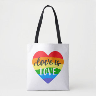 Liebe ist Liebe Regenbogenherz Tasche