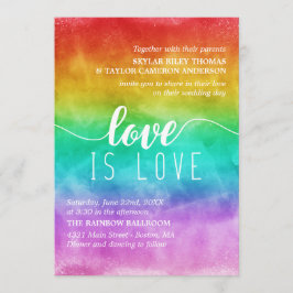 Liebe ist Liebe-Regenbogenwatercolor-homosexuelle Einladung