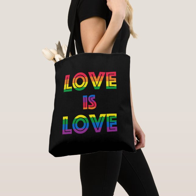 Liebe ist Liebe Retro Gay Pride LGBT Black Tasche (Von Nahem)