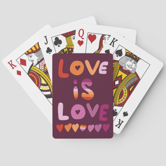 LIEBE IST LIEBE Rosa Lila Flagge Lesben Spielkarten (Rückseite)