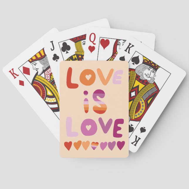 LIEBE IST LIEBE Rosa Lila Flagge Lesben Spielkarten (Rückseite)