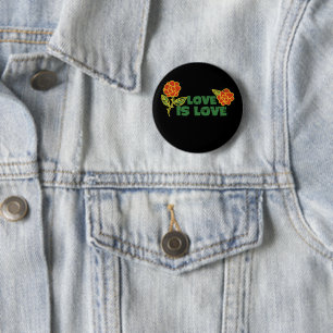 Liebe ist Liebe rote Rosen Kunst "Liebe ist Liebe" Button