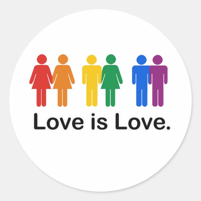 Liebe ist Liebe. Runder Aufkleber (Vorderseite)
