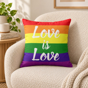 Liebe ist Liebe Skript Regenbogen Streifen Pride Kissen
