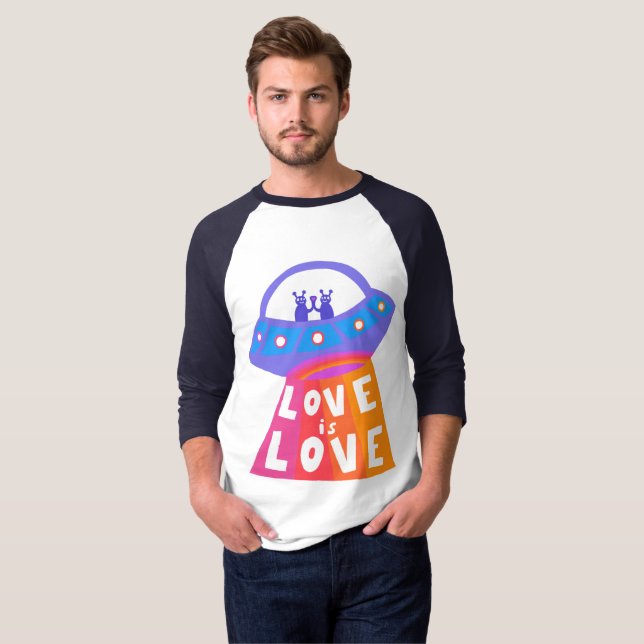 LIEBE IST LIEBE Space Außerirdischen Farbenfrohe R T-Shirt (Vorne ganz)