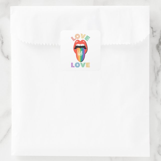 Liebe ist Liebe Spaß Cool LGBTQ Monat Quadratischer Aufkleber (Tasche)
