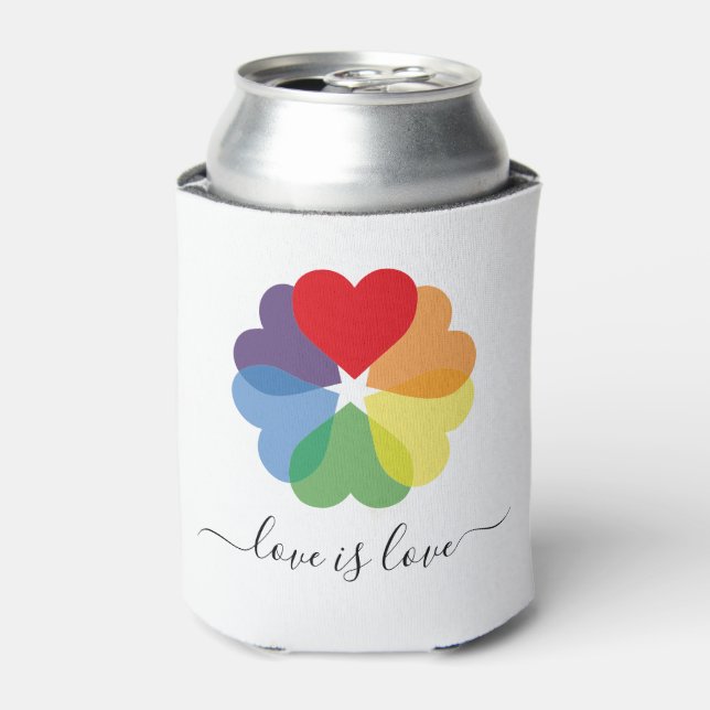 Liebe ist Liebe Stolz Rainbow Hearts Dosenkühler (Kanne Vorderseite)