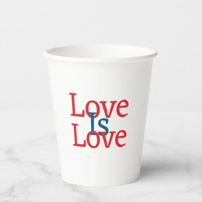 Liebe ist Liebe Stolz rot Juni LGBTQ Einfachtext Pappbecher (Vorderseite)