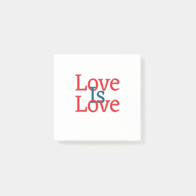 Liebe ist Liebe Stolz rot Juni LGBTQ Einfachtext Post-it Klebezettel (Vorderseite)