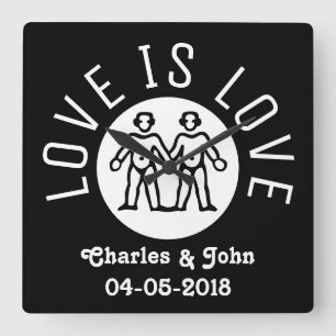 Liebe ist Liebe Typografie Gay Pride LGBT Schwarz- Quadratische Wanduhr