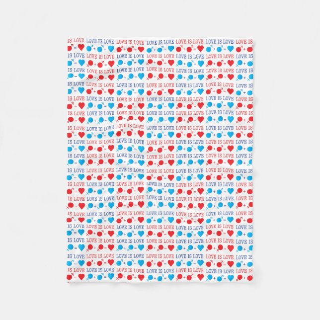 LIEBE ist LIEBE-Zitat in rot und blau Fleecedecke (Vorderseite)