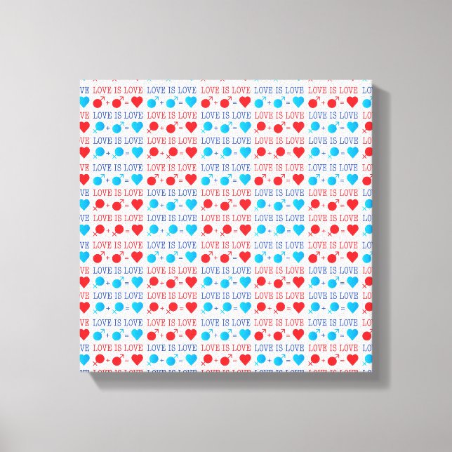 LIEBE ist LIEBE-Zitat in rot und blau Leinwanddruck (Vorderseite)