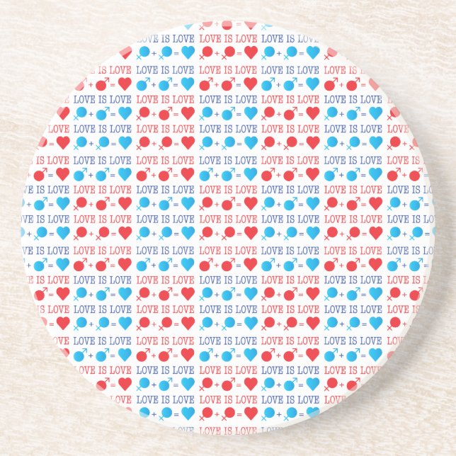 LIEBE ist LIEBE-Zitat in rot und blau Untersetzer (Vorne)