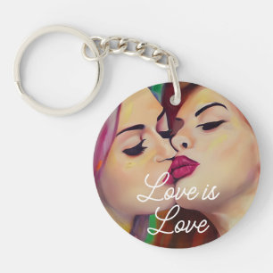 Liebe ist Liebe   Zwei Frauen küssen Schlüsselanhänger