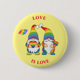 LIEBE IST LIEBE - Zwei Regenbogen-Jungen-Gnome-Kno Button