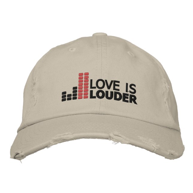 Liebe ist Louder Hat Bestickte Baseballkappe (Vorderseite)