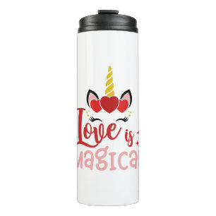 Liebe ist magisches Einhorn Thermosbecher