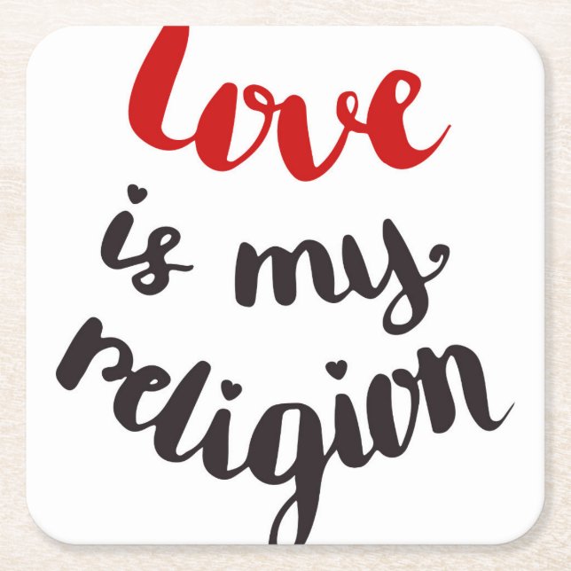 Liebe ist meine Religion Rechteckiger Pappuntersetzer (Vorderseite)