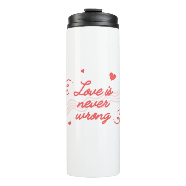 Liebe ist nie falsch Daumen Thermosbecher (Vorderseite)