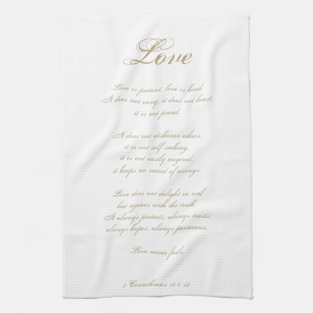 Liebe ist Patient | 1 Korinther 13 | Elegant Ivory Geschirrtuch (Vertikal)